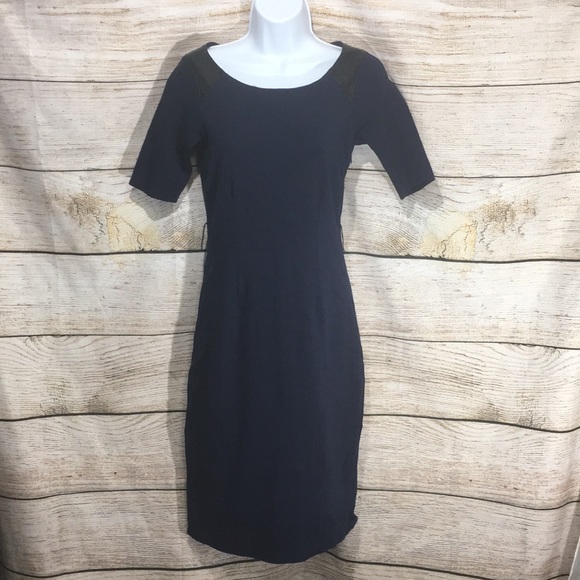 C. Wonder Dresses & Skirts - C wonder navy blue dress with leather shoulders XS